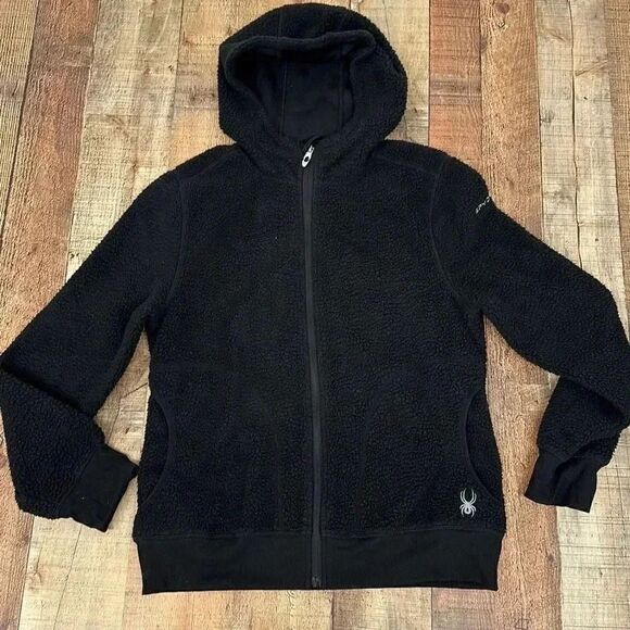 Spyder Women's Lydia Sherpa Fleece Full Zip Hooded Jacket Sz M - Picture 1 of 8